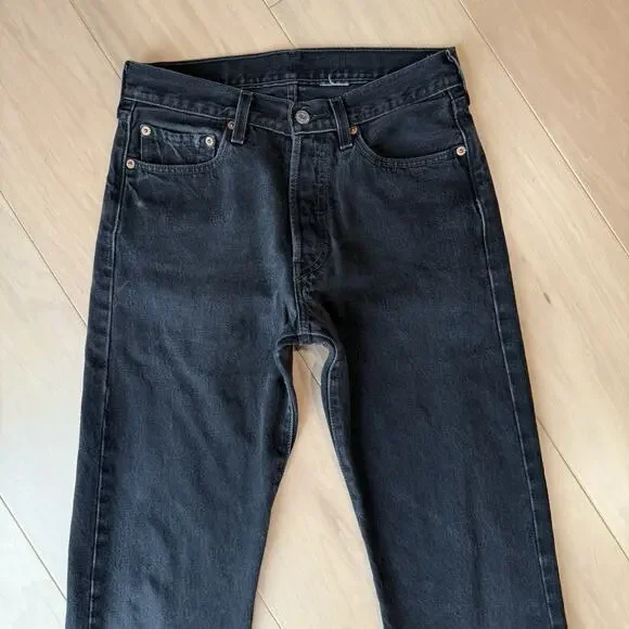 Vintage Levis 501 Jeans 28 Black 90s Straight Leg Workwear New York For Women - Picture 3 of 10
